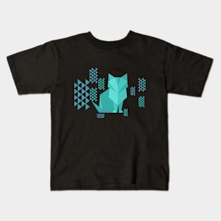 Geometric Cat retro animal design Kids T-Shirt